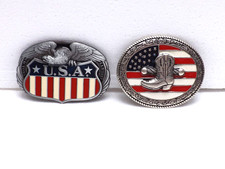 2 Gürtelschnalle Buckle USA Stars and Stripes Adler Line Dance wie neu TOP !