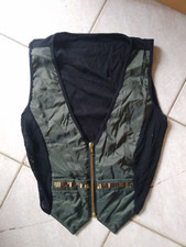 80er Disco Stretch Weste Glanz Gold schwarz khaki Netzeinsätze ABGEFAHREN 36 38