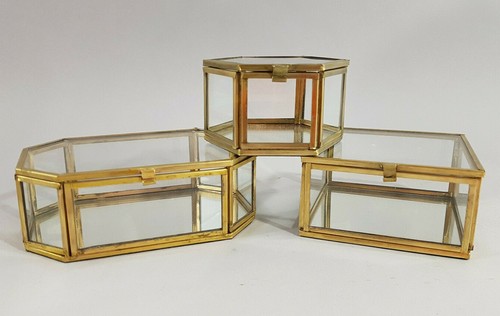 Schmuckkasten glas metall 3er - glas,