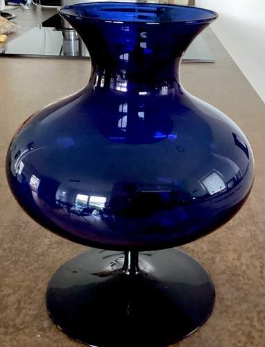 Glasvase mundgeblasen blau - mundgeblasen,,