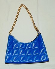 festliche kleine Handtasche royalblau blau mit goldener Kette 24cm x 15cm Tasche