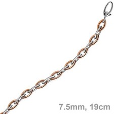 7,5mm Spitzanker Armband Armkette, 585 Gold Weißgold & Rosegold 19cm Goldarmband