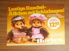 Seltene Werbung Horten Kuschel-Äffchen mit Schlafaugen Monchhichi 1980