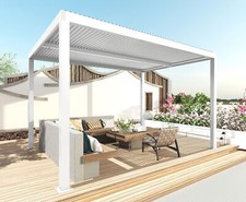 B-Ware Pergola MCW-L46, Lamellen-Pavillon, 11cm-Aluminium-Gestell, 3x3m weiß