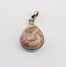 Rhodochrosite Anhänger in 925 Silber Natur Rosa Rhodochrosit Tropfenform Edel