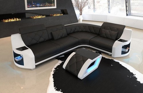 Sofa leder eckcouch - sofa, ledercouch