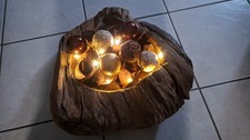 massive Teakholz Schale ca 45 cm Weihnachts Deko Lichterkette
