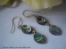 Ohrringe aus Pauamuschel Abalone Seeopal Haken 925er Silber Geschenk