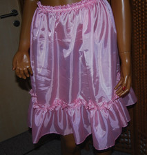 XXL Nylon Taftrock  rosa babyrosa Petticoat Rock  Lolita Rüschen  55cm Minirock