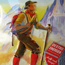 DEXTRO ENERGEN Blechschild Krefeld um 1995 TOP Traubenzucker Energie BERGSTEIGER