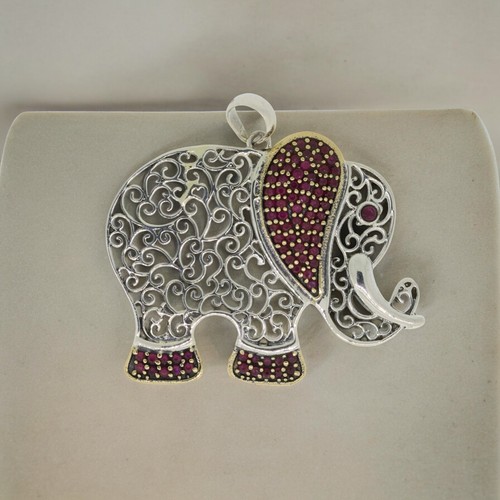 Elefant anhänger rubin 925 - anhänger,