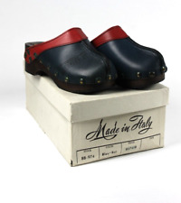 Kinder Clogs blau rot KlapperLatschen Leder Consani TRUE VINTAGE 80s Kids shoes