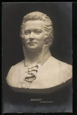 Büste von W. A. Mozart, von Aurelio Micheli, Ansichtskarte 