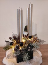 Adventsgesteck mit 4 Stabkerzen