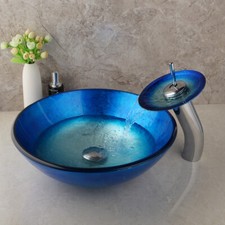 Badezimmer blau Glas