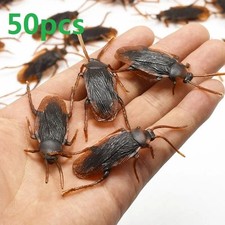 50 Prank Cockroaches Realistic Cockroach Rubber Fake Creepy Bug Gag Toy Joke -