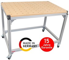 Mobile Werkbank / MFT / Multifunktionstisch mit Lochplatte, auf Rollen / Füßen