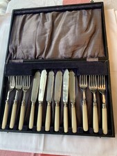 +++   Antikes    Fischbesteck  England  6 Pers.    +++