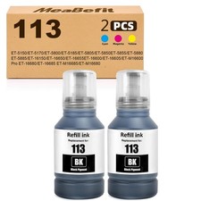 2 Schwarz Drucker Tintenflasche für E-113 Epson Refill ET-5850 ET16600 ET-5800