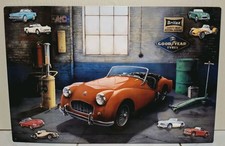 Metall Pinnwand mit Magneten Motiv "britische Garage" (von ca. 1985)