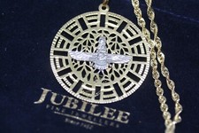 Neu 18K 750 Gelb Weiß Massiv Gold 2" Persis Farvahar Scheibe Anhänger Halskette 18"