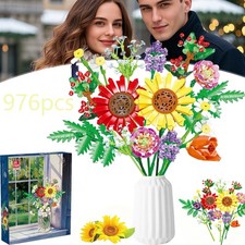 976 Stück Blumen Bausteine Set Künstliche Blume Bauklötze Bausatz Spielzeug