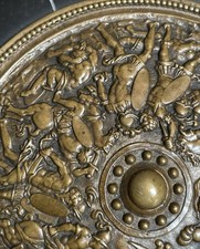 Antiker Bronze Briefbeschwerer Schlachtenszene Reiter Marmor Signiert 