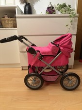 Puppenwagen Kinderwagen mit kleiner Tasche Pink Gut Erhalten