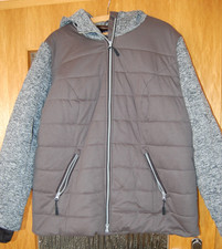 Damen Winter Jacke in grau & in der Gr. 48 mit Stoffärmel in hellgrau