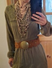 Zara Kleid Blusenkleid mit Stickerei khaki-grün Größe XS 34 xs neu