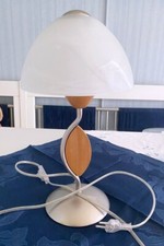LIS Tischlampe, Höhe 340 mm Nachttischlampe, Holz/Metall, Lampenschirm Eisglas