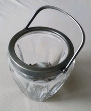Eiskübel Eisbehälter 1960er Jahre Glas Edelstahlumrandung und Griff