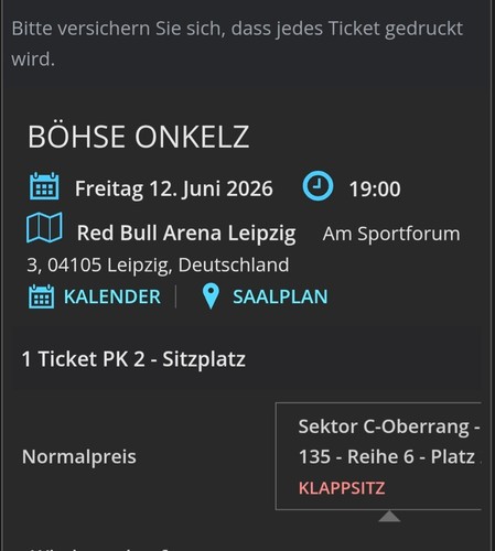 Böhse onkelz ticket leipzig - ,