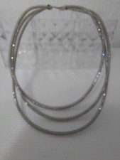 Modeschmuck 3 fach Halskette hauchdünner Netzschlauch gefüllt mit Strass