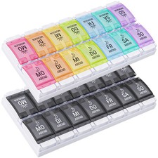 Tablettenbox f. 7 Tage Pillendose 2 Fächer pro Tag Medikamentenbox Pillenbox 