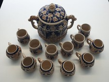 Bowle set Keramik/Steingut Burgenmotiv mit 12 Bechern