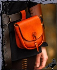 Mittelalter Larp Ledergürteltasche Verschluss mit Lederschlaufe und Knopf - Tilo