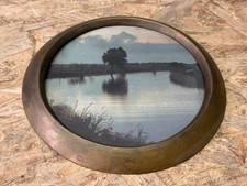 Messing Bilderrahmen rund Ø 20,5 cm mit Landschaftsfoto, SIEGL Vintage