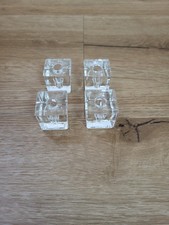 Set 4 Kleine Stabkerzen Halter in Eiswürfelform Vintage Retro, 3x3x4cm, Glas