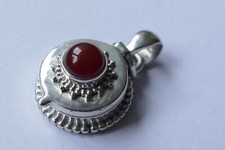 Anhänger mit Geheimfach Karneol - Cabochon 925 Silber Vintage 70er pendant 