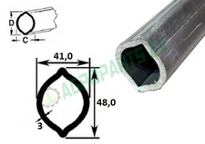 Zitronenprofil Profilrohr Zapfwellenprofil L300-1450 48x41x3 für Walterscheid