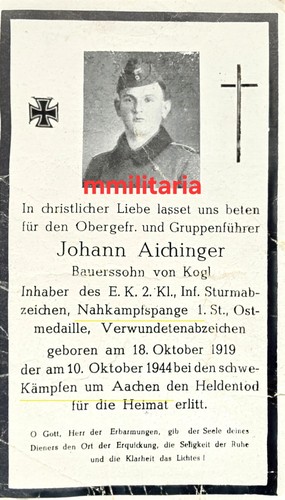 Sterbebild wwii obergefreiter - wwii,