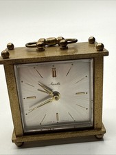 Goldene Tischuhr von Mauthe Wecker Uhr Vintage