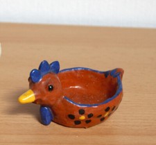 Eierbecher Huhn Hahn beige blau Keramik
