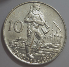 Tschechoslowakei, 10 Korun 1954, Silber