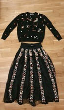 Christian Dior Set Rock & Pullover Kaschmir Wolle Schwarz Gr.38/40 Made in Italy