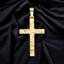 Anhänger Kreuz 585 Gold Gelbgold gehämmert Goldanhänger Goldkreuz Kreuzanhänger