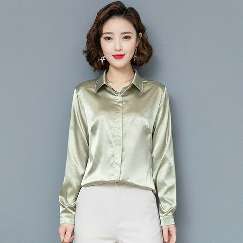 Damen satin hemd bluse - satin,
