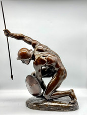 ❗️XL Antiker Bronzeakt Emil Epple nackter Krieger mit Schild Helm & Speer 72cm❗️