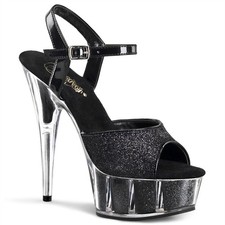 Sale DELIGHT-609-5G Pleaser High-Heels Plateausandaletten schwarz mit Glitter 39